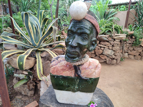 Hand Made Zulu King Bust Carving x 1 From Zimbabwe