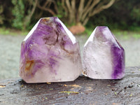 Polished Smokey Window Amethyst Quartz Crystals x 6 From Akansobe, Madagascar