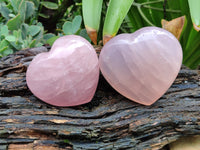 Polished Rose Quartz Gemstone Hearts x 4 From Madagascar