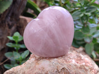 Polished Rose Quartz Gemstone Hearts x 4 From Madagascar