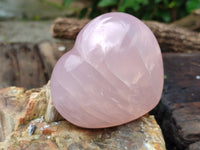 Polished Rose Quartz Gemstone Hearts x 4 From Madagascar