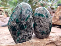 Polished Emerald Mica In Matrix Standing Free Forms x 6 From Mutoko, Zimbabwe