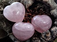 Polished Rose Quartz Hearts 12 x From Ambatondrazaka, Madagascar