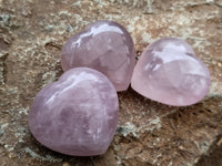 Polished Rose Quartz Hearts 12 x From Ambatondrazaka, Madagascar