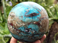 Polished Chrysocolla and Shattuckite Spheres x 2 From Congo