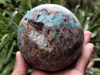 Polished Chrysocolla and Shattuckite Spheres x 2 From Congo