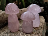 Polished Rose Quartz Mushrooms x 6 From Ambatondrazaka, Madagascar