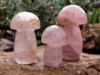 Polished Rose Quartz Mushrooms x 6 From Ambatondrazaka, Madagascar