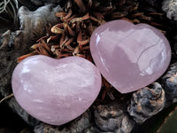 Polished Rose Quartz Hearts x 12 From Ambatondrazaka, Madagascar