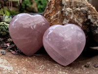 Polished Rose Quartz Hearts x 12 From Ambatondrazaka, Madagascar