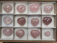 Polished Rose Quartz Hearts x 12 From Ambatondrazaka, Madagascar