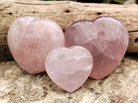 Polished Rose Quartz Hearts x 12 From Ambatondrazaka, Madagascar