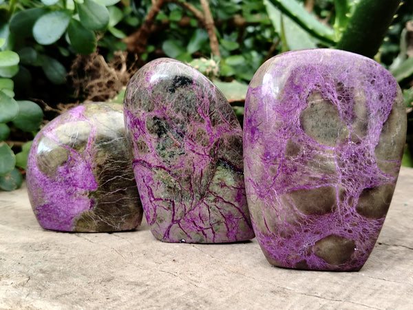 Polished Stichtite Standing Free Forms x 6 From Barberton, South Africa