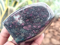 Polished Ruby Corundum In Chrome Verdite Standing Free Forms x 4 From Zimbabwe