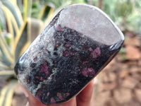 Polished Ruby Corundum In Chrome Verdite Standing Free Forms x 4 From Zimbabwe