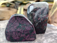 Polished Ruby Corundum In Chrome Verdite Standing Free Forms x 4 From Zimbabwe