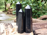 Polished Black Basalt Points x 6 From Antsirabe, Madagascar