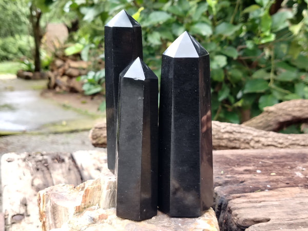 Polished Black Basalt Points x 6 From Antsirabe, Madagascar