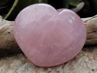 Polished Rose Quartz Heart and Standing Free Form x 2 From Ambatondrazaka, Madagascar