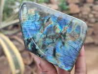 Polished Labradorite Standing Free Forms x 3 From Tulear, Madagascar