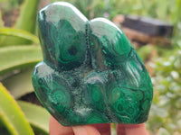 Polished Flower Banded Malachite Free Forms x 3 From Congo