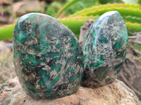 Polished Emerald Mica In Matrix Standing Free Forms x 6 From Mutoko, Zimbabwe