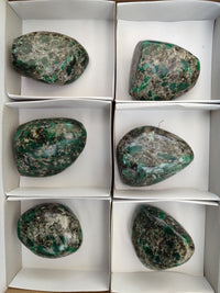 Polished Emerald Mica In Matrix Standing Free Forms x 6 From Mutoko, Zimbabwe