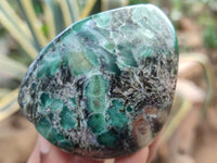 Polished Emerald Mica In Matrix Standing Free Forms x 6 From Mutoko, Zimbabwe