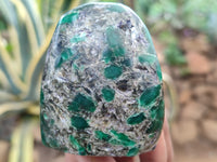 Polished Emerald Mica In Matrix Standing Free Forms x 6 From Mutoko, Zimbabwe