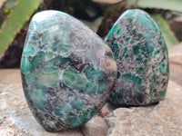 Polished Emerald Mica In Matrix Standing Free Forms x 6 From Mutoko, Zimbabwe