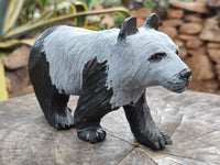 Hand Made Soapstone Panda Carving x 1 From Zimbabwe