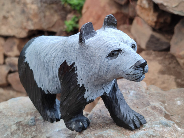 Hand Made Soapstone Panda Carving x 1 From Zimbabwe