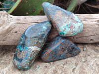 Polished Shattuckite With Chrysocolla and Azurite Free Forms x 12 From Congo