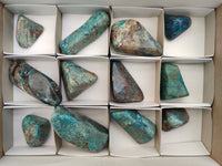 Polished Shattuckite With Chrysocolla and Azurite Free Forms x 12 From Congo