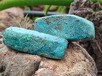 Polished Shattuckite With Chrysocolla and Azurite Free Forms x 12 From Congo