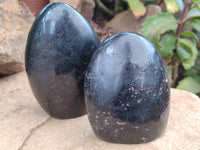 Polished Black Tourmaline Standing Free Forms x 2 From Madagascar