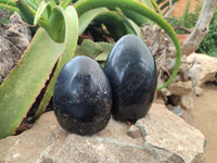 Polished Black Tourmaline Standing Free Forms x 2 From Madagascar