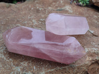 Polished Double Terminated Rose Quartz Points x 6 From Ambatondrazaka, Madagascar