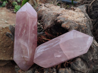 Polished Double Terminated Rose Quartz Points x 6 From Ambatondrazaka, Madagascar