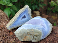 Polished Blue Lace Agate Geodes x 6 From Nsanje, Malawi