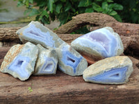 Polished Blue Lace Agate Geodes x 6 From Nsanje, Malawi