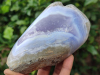 Polished Blue Lace Agate Geodes x 6 From Nsanje, Malawi