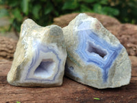 Polished Blue Lace Agate Geodes x 6 From Nsanje, Malawi