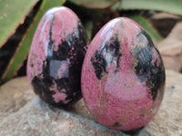 Polished Rhodonite Gemstone Eggs x 4 From Madagascar