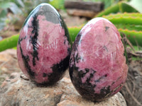 Polished Rhodonite Gemstone Eggs x 4 From Madagascar