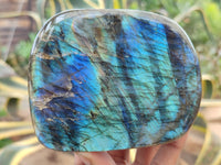 Polished Labradorite Standing Free Forms x 3 From Tulear, Madagascar