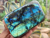 Polished Labradorite Standing Free Forms x 3 From Tulear, Madagascar