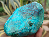 Polished Shattuckite With Chrysocolla and Azurite Free Forms x 3 From Congo