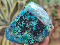 Polished Shattuckite With Chrysocolla and Azurite Free Forms x 3 From Congo