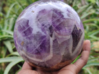 Polished Chevron Amethyst Sphere x 1 From Zambia